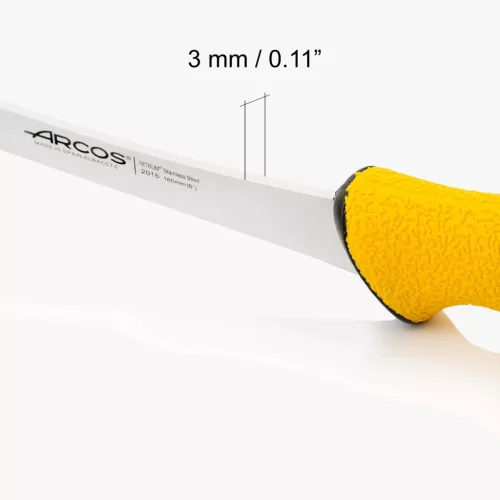 Csontozókés, 16 cm rozsdamentes penge, Arcos Duo Pro, sárga nyél