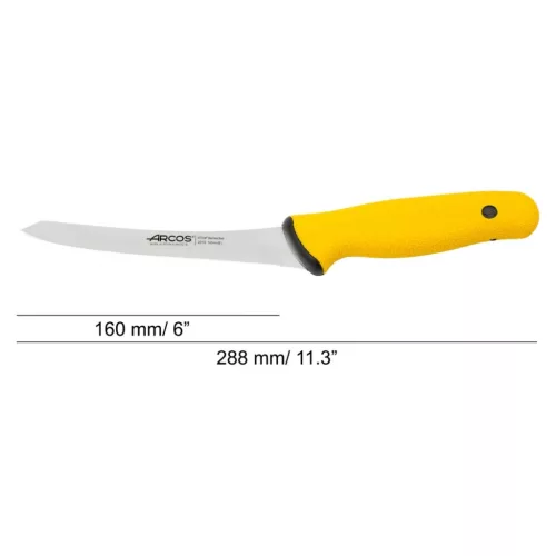Csontozókés, 16 cm rozsdamentes penge, Arcos Duo Pro, sárga nyél