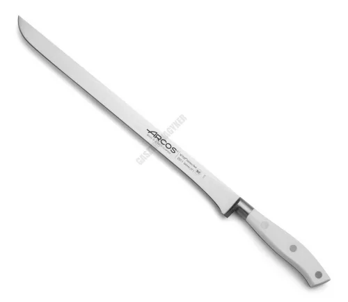 Szeletelőkés, 30 cm kovácsolt pengével, Arcos Riviera Blanc, fehér szegecselt nyéllel
