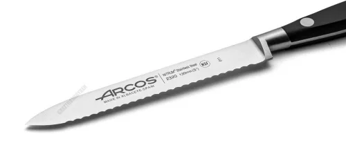 Paradicsomszeletelő kés, 13 cm kovácsolt pengével, Arcos Riviera, fekete szegecselt nyéllel