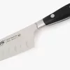 Santoku japán kés, 18 cm kovácsolt pengével, Arcos Riviera, fekete szegecselt nyéllel