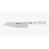Santoku japán kés, 18 cm kovácsolt pengével, Arcos Riviera Blanc, fehér szegecselt nyéllel