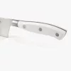Santoku japán kés, 18 cm kovácsolt pengével, Arcos Riviera Blanc, fehér szegecselt nyéllel