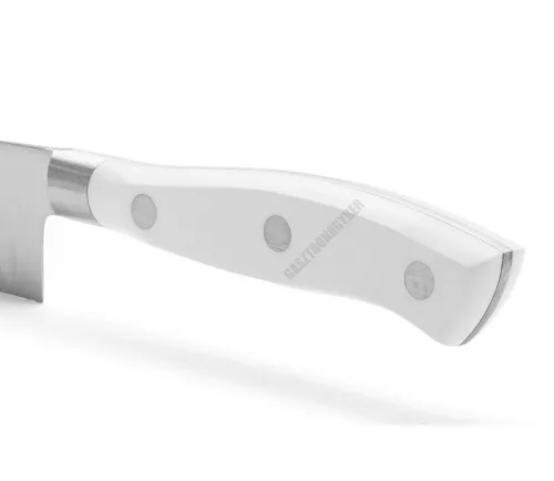 Santoku japán kés, 14 cm kovácsolt pengével, Arcos Riviera Blanc, fehér szegecselt nyéllel