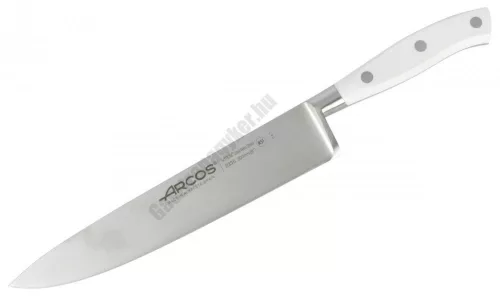 Szakácskés, 20 cm kovácsolt pengével, Arcos Riviera Blanc, fehér szegecselt nyéllel