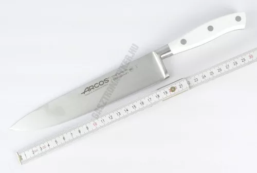 Szakácskés, 20 cm kovácsolt pengével, Arcos Riviera Blanc, fehér szegecselt nyéllel