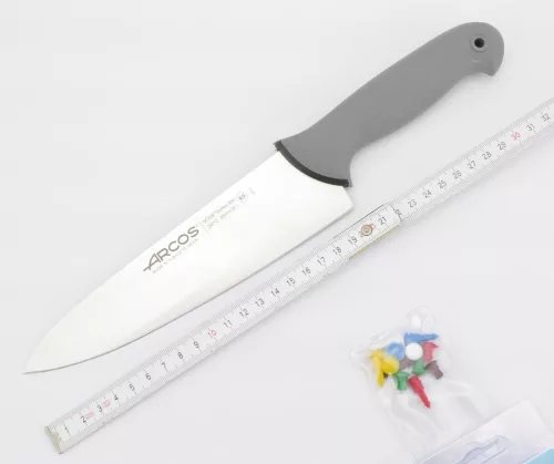 Szakácskés, 20 cm penge, Arcos Colour Prof, csúszásmentes gumírozott markolat, színkódos