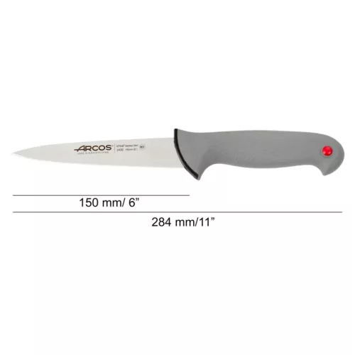 Szúrókés, 15 cm penge, Arcos Colour Prof, csúszásmentes markolat, színkódos