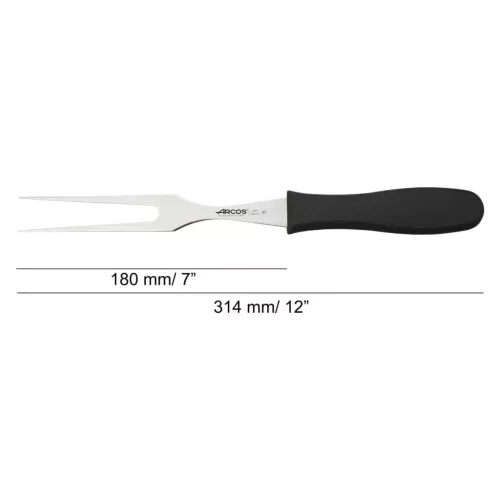 Húsvilla, 18 cm kovácsolt villával, Arcos 2900, fekete polipropilén nyél