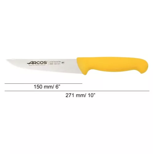 Konyhakés, 15 cm rozsdamentes penge, Arcos 2900, sárga polipropilén nyél