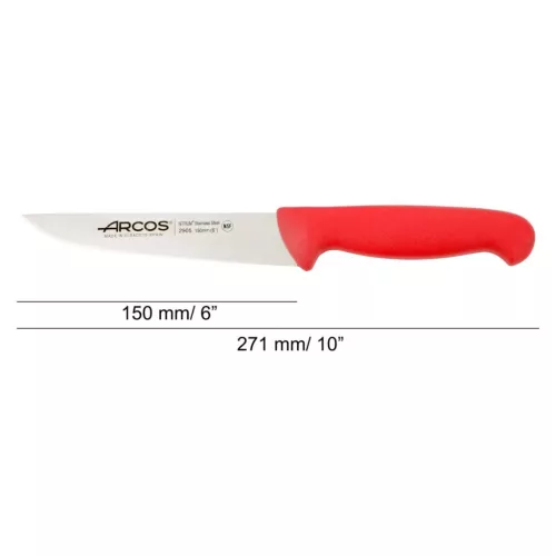 Konyhakés, 15 cm rozsdamentes penge, Arcos 2900, piros polipropilén nyél