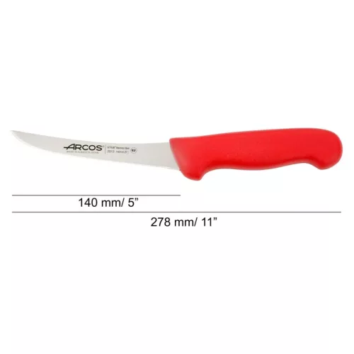 Csontozókés, 14 cm rozsdamentes penge, Arcos 2900, piros polipropilén nyél