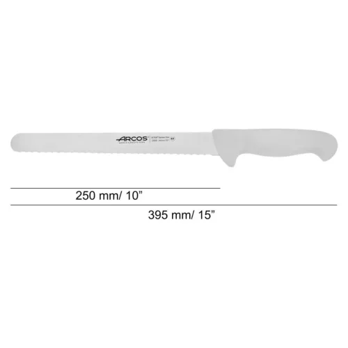 Tortakés, 25 cm rozsdamentes penge, Arcos 2900, fehér polipropilén nyél