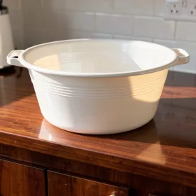 Műanyag füles tál, erős, 36 cm, 9 liter, fehér