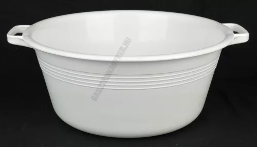 Műanyag füles tál, erős, 36 cm, 9 liter, fehér
