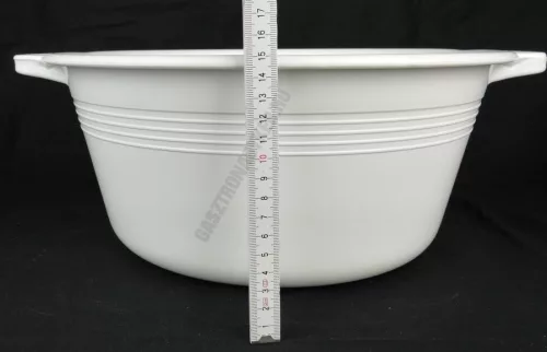 Műanyag füles tál, erős, 36 cm, 9 liter, fehér