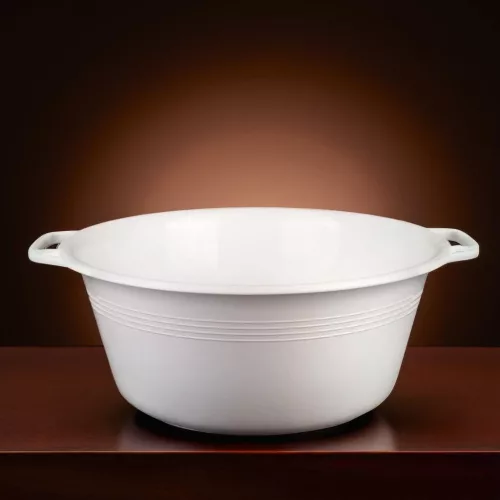 Műanyag füles tál, erős, 36 cm, 9 liter, fehér