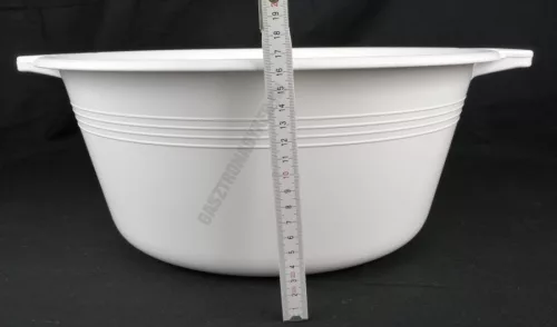 Műanyag tál, peremfüles, 40 cm, 13 liter, fehér