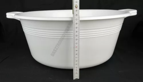 Műanyag tál, erős, peremfüles, 44 cm, 16 liter, fehér