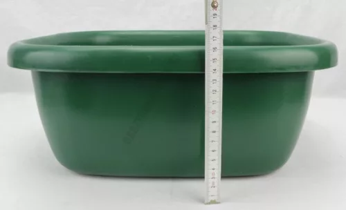 Szögletes tál, erős műanyag, 9,5 liter, zöld, 34×39×16 cm