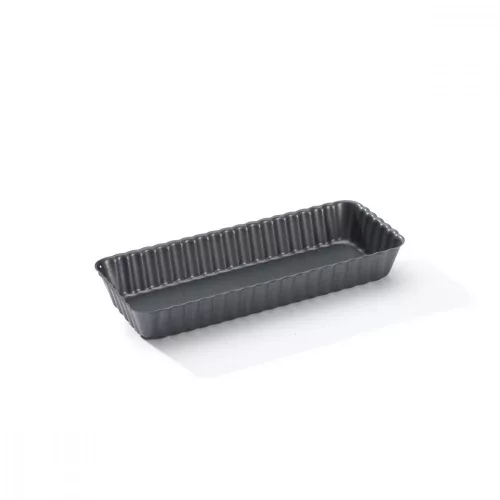 Tortaforma bordázott, ferde éllel, kivehető alap, téglalap, 20×8 cm