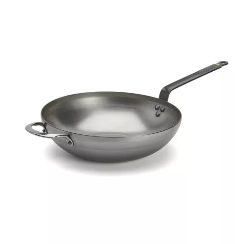 Wok nyéllel és füllel, 32 cm, de Buyer, vas