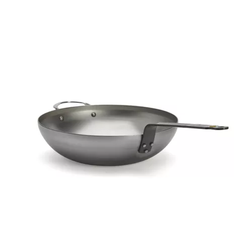 Wok nyéllel és füllel, 32 cm, de Buyer, vas