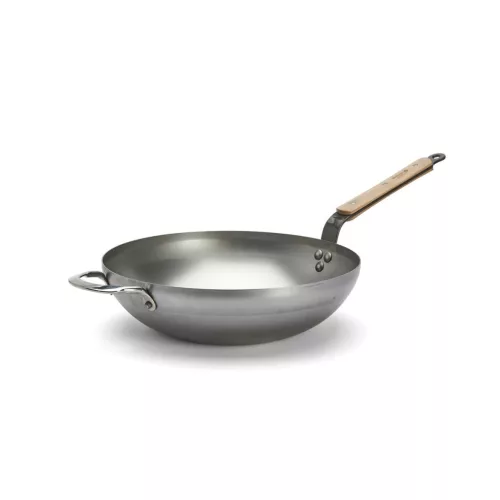 Wok bükkfa nyéllel, füllel, 32 cm, de Buyer, vas