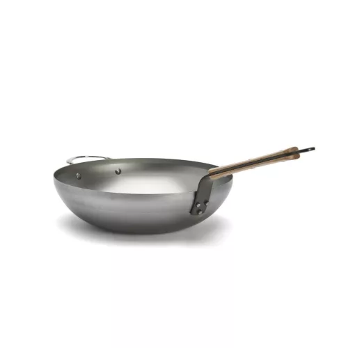 Wok bükkfa nyéllel, füllel, 32 cm, de Buyer, vas