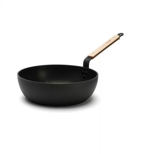 Mély serpenyő, 28 cm, bükkfanyéllel, tapadásmentes, de Buyer