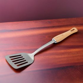 Szervírozólapát, perforált, 8×35 cm, bükkfa nyél