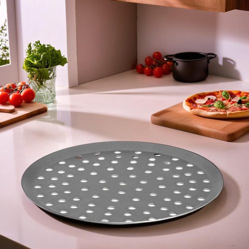 Pizzaforma, 28 cm, perforált, tapadásmentes alumínium