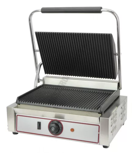 Kontaktgrill, bordás sütőfelület, bordás fedlap, 50-300°C-ig, sütőfelület: 335×230mm, 2,2 kW