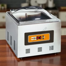   Vákuumkamrás vákuumfóliázó gép for. szél:450 mm Dupla hegesztőél 