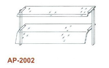 Kétsoros átadó hajlított üveggel, leheletvédővel 1500 mm-es pulthoz AP-2002 1500