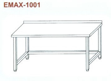 Rozsdamentes munkaasztal, hátsó felhajt. Emax-1001, 1.4016-os anyagból 1100×700×850