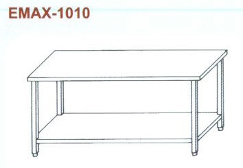 Rozsdamentes munkaasztal alsó polccal Emax-1010, 1.4301 anyag 1000×700×850