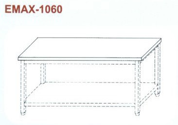 Rozsdamentes munkaasztal alsó polccal, műanyag munkalappal Emax-1060, 1.4016-os anyagból 1000×700×850