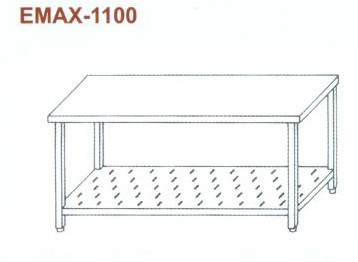 Rozsdamentes munkaasztal perforált alsó polccal Emax-1100, 1.4301 anyag 1000×700×850