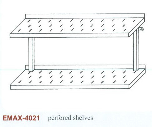 Rozsdamentes falipolc 2 szintes perforált Emax-4021, 1.4016-os anyagból 1000×300