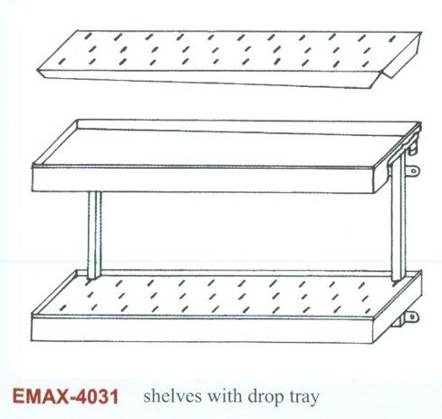 Rozsdamentes falipolc 2 szintes csepegtetőtálcás Emax-4031, 1.4016-os anyagból 1000×300