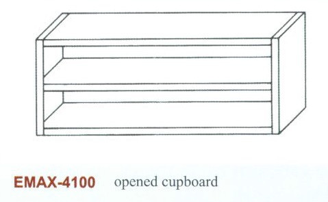 Rozsdamentes faliszekrény ajtó nélkül Emax-4100 1.4016-os anyag 1100×360×650