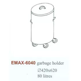   Hulladéktároló Emax-6040, 1.4016-os anyagból gördíthető, 80 literes Átmérő:420×620