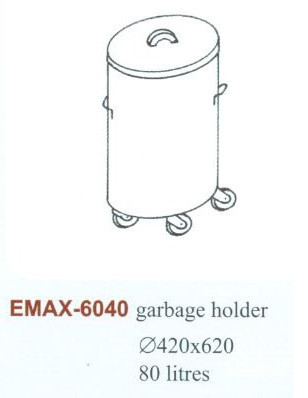 Hulladéktároló Emax-6040, 1.4016-os anyagból gördíthető, 80 literes Átmérő:420×620