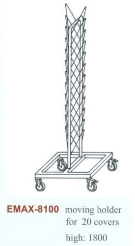 Fedőtartó gördíthető rozsdamentes, Emax-8100, (20 db fedő), 180 cm magas