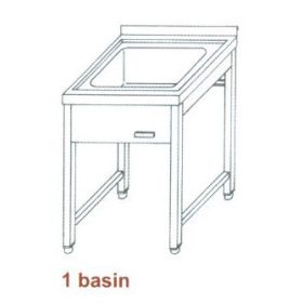   Nagykonyhai mosogató 1 medencés, 50x60x30 cm medenceméret, rozsdamentes