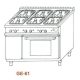 Gáztűzhely, GN 1/1 elektromos sütővel, 6 égő, 4 rács, 1 sütőlap GE-61 3