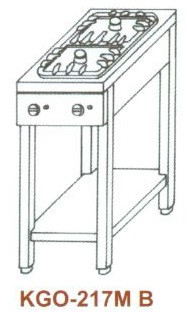 Gázüzemű főzőasztal, 2 égő, 2 ráccsal KGO-217 MB 1