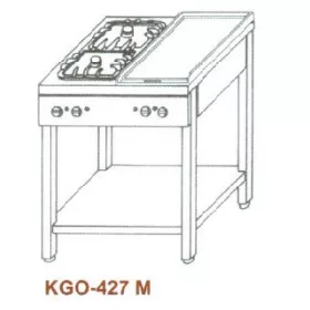   Gázüzemű főzőasztal, 4 égő, 2 melegítőlappal KGO-427 M 4
