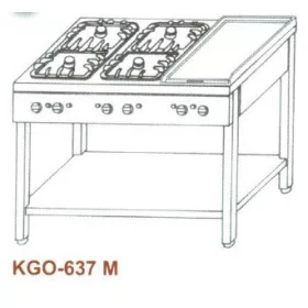   Gázüzemű főzőasztal, 6 égő, 2 rács +2 sima v. bordás sütőlappal KGO-637M 5